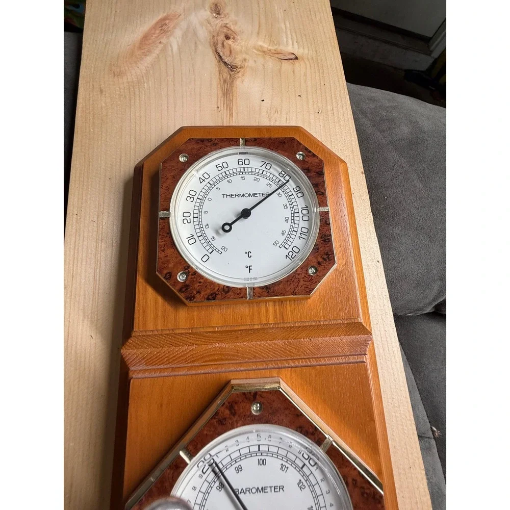 Sunbeam Weather Station Wood Wall Plaque Thermometer Barometer Hygrometer USA